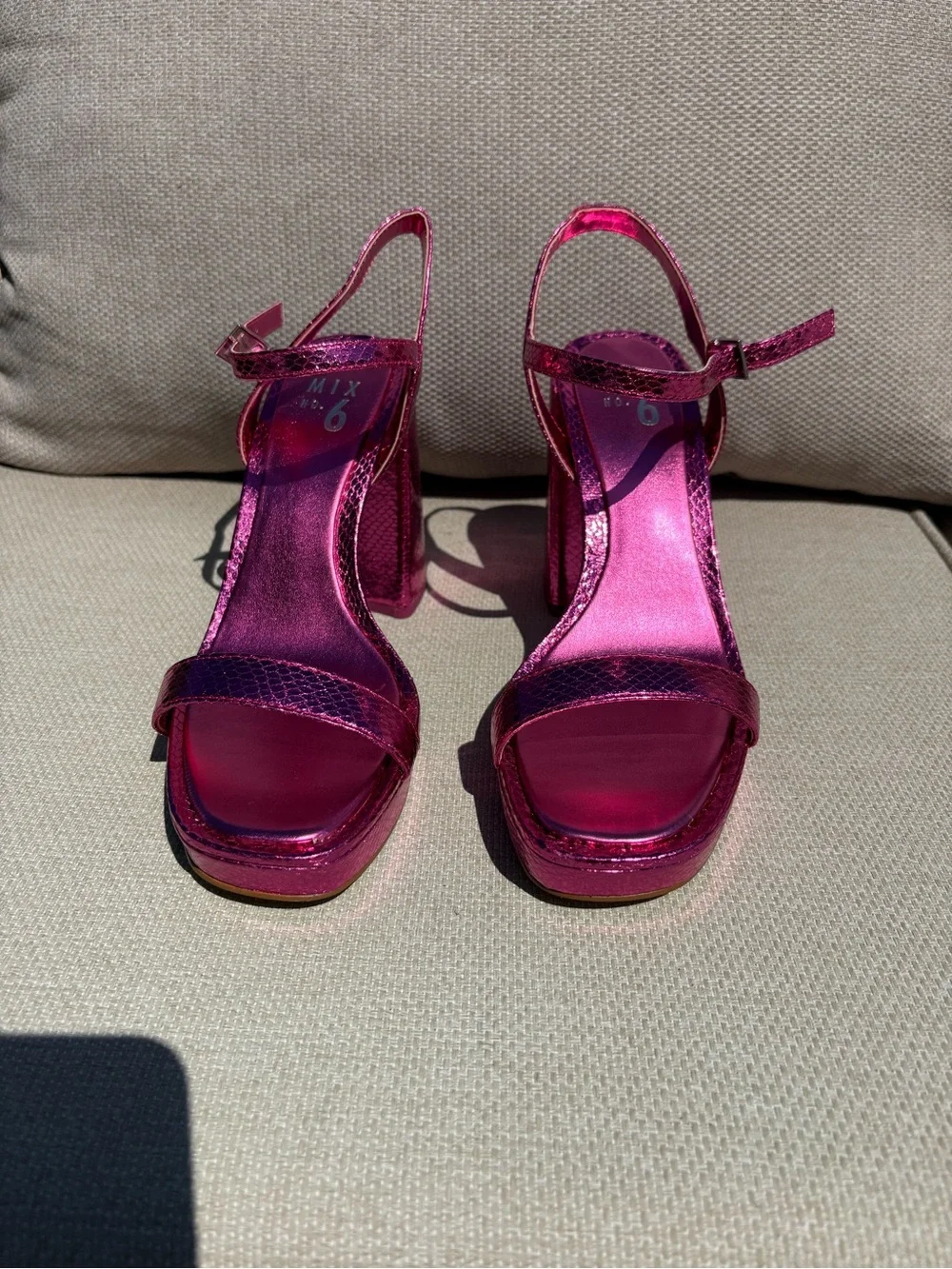 Mix No. 6 Metallic Pink Platform Block Heel Sandals